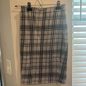 Grey Plaid Pencil Skirt